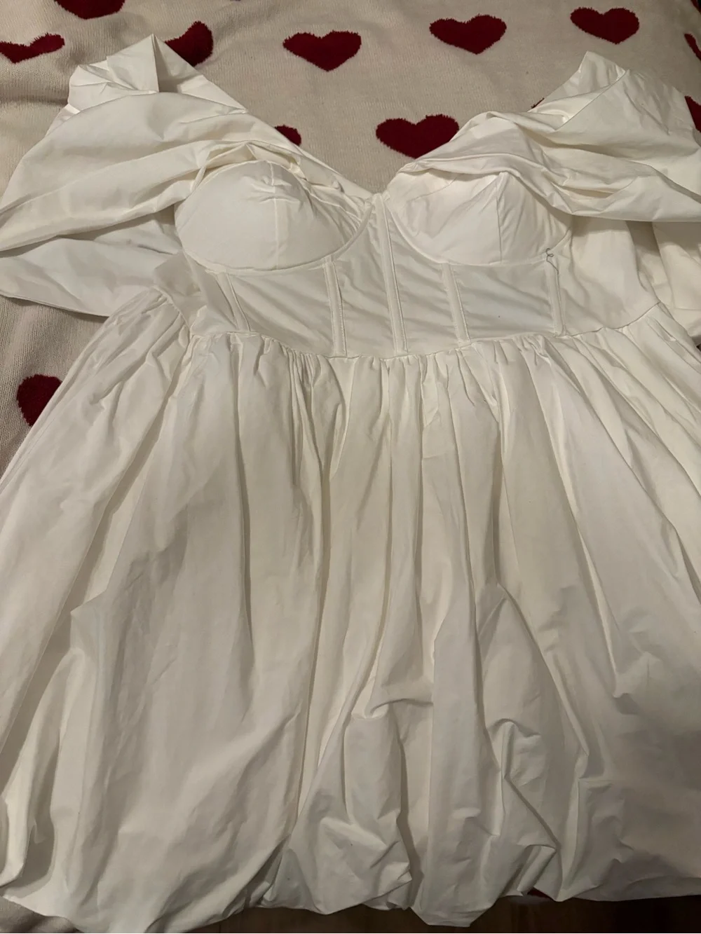 Fashion Nova Ivory Puff-Sleeve Corset Babydoll